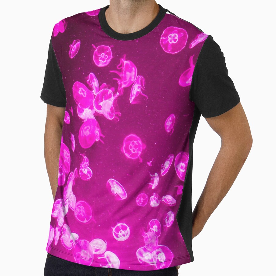 Bright pink Jellyfish with neon glow light effect by Yulia mozes