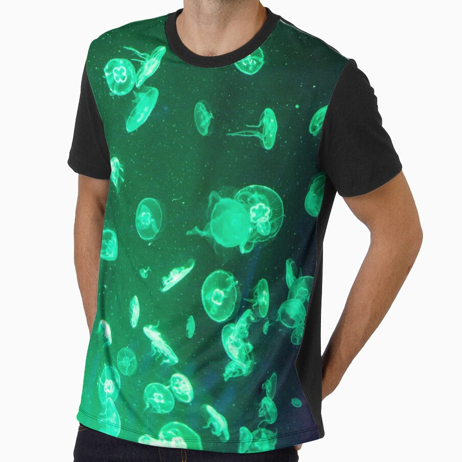 Jellyfish with green neon glow light effect by Yulia mozes