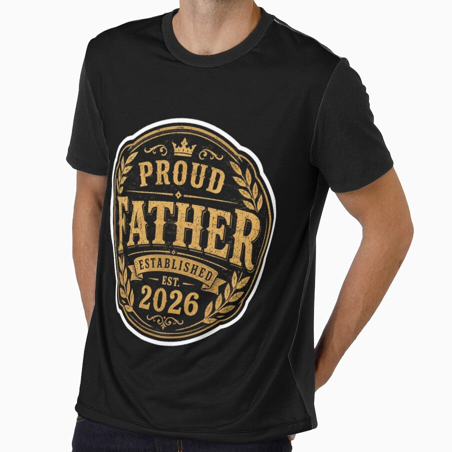 Proud Father Est 2026: New Dad Father's Day Gift Badge Design by TheAngelHeart