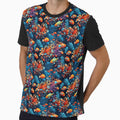 Marine Mosaic: Vibrant Fish and Colorful Jellyfish on Dark Blue #1 by Electric-Easel