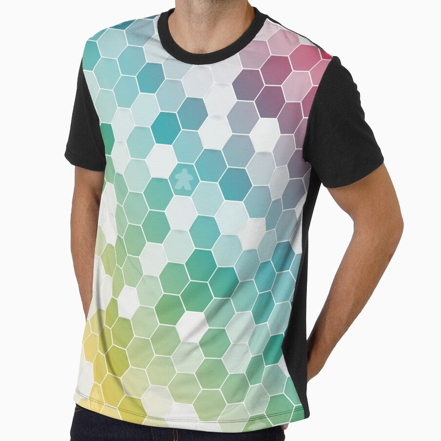 Colorful Meeple and Hexagon Pattern for Board Game Lovers by BeamGeeks