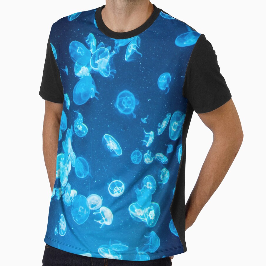 Jellyfish with blue neon glow light effect by Yulia mozes