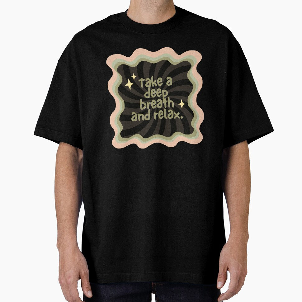 Take A Deep Breath And Relax Retro Swirl Mindfulness Art by Kierra & Co.