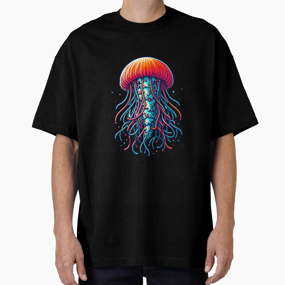 Neon Deep Sea Jellyfish - Vibrant Ocean Life by DARK_NOVA
