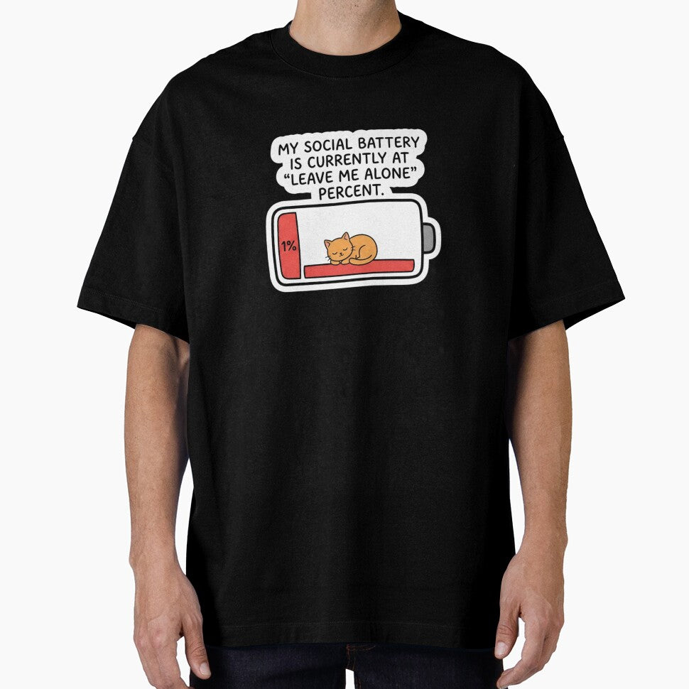 Funny Introvert Low Social Battery Sleeping Cat by CloudDoodleLab