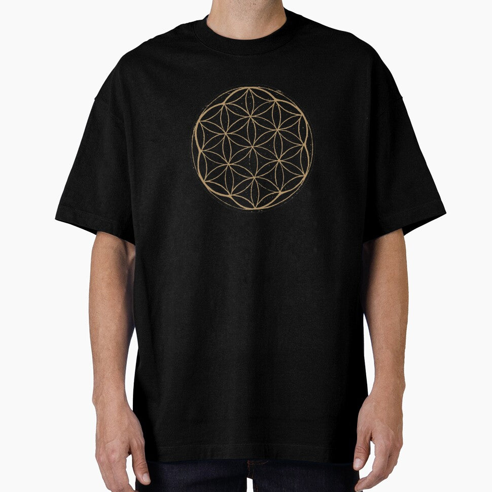 Flower of Life Linocut - Coal + Fawn by Irene Estelle