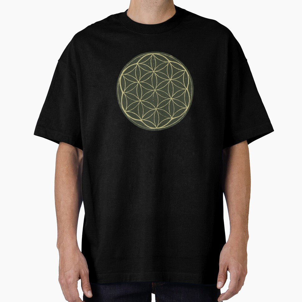 Flower of Life Linocut - Pine + Gold by Irene Estelle