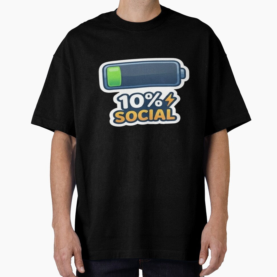 10% Social Battery Sticker – Low Energy Introvert Funny Design by Velora Design