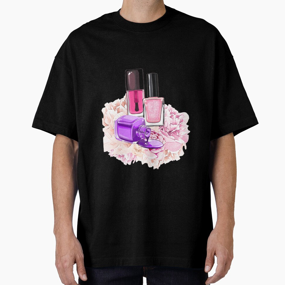 Nail Polish bottles and peony flowers by jalinaart