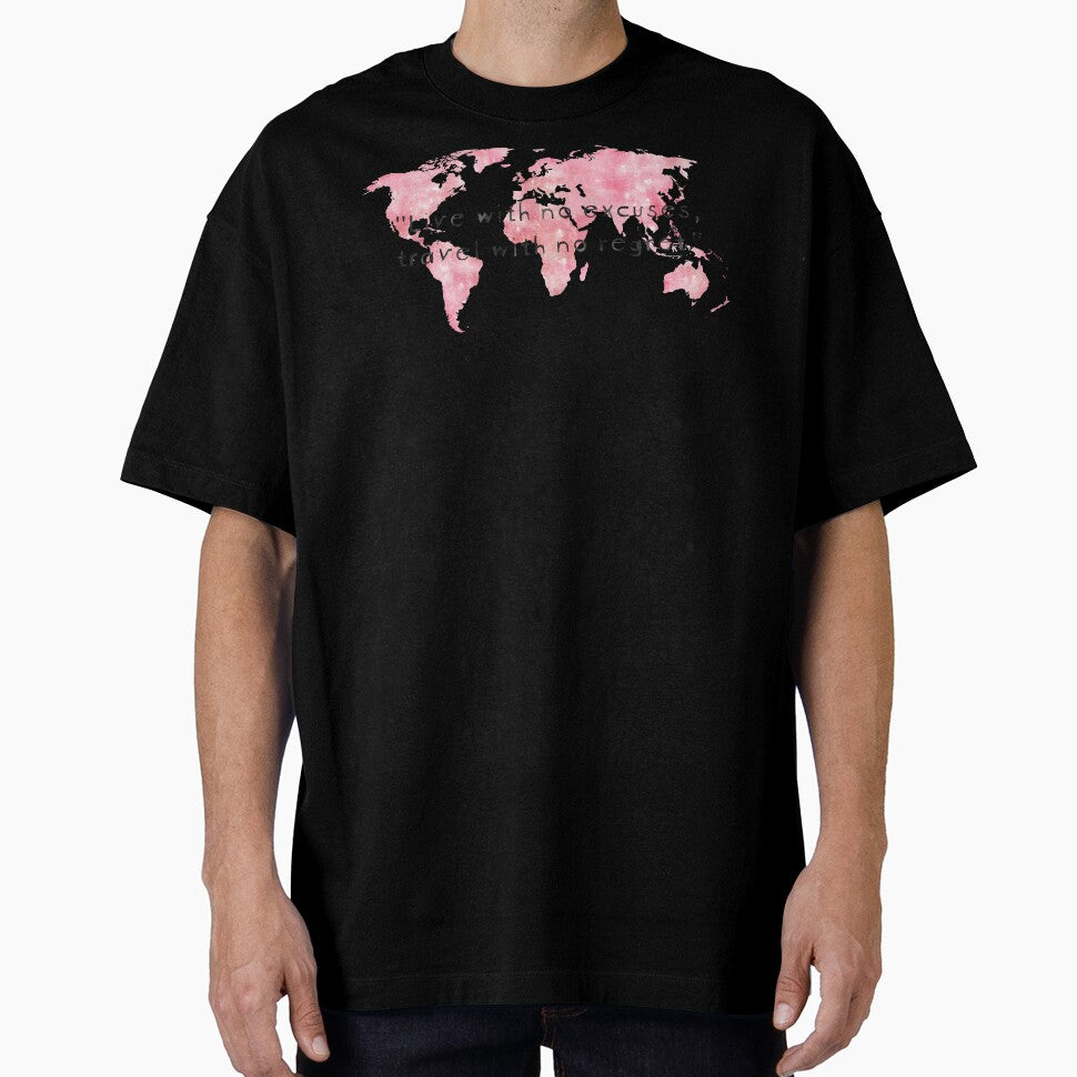 Travel Without Regret | Pink Watercolor World Map | Wanderlust by ABdigitaldesign