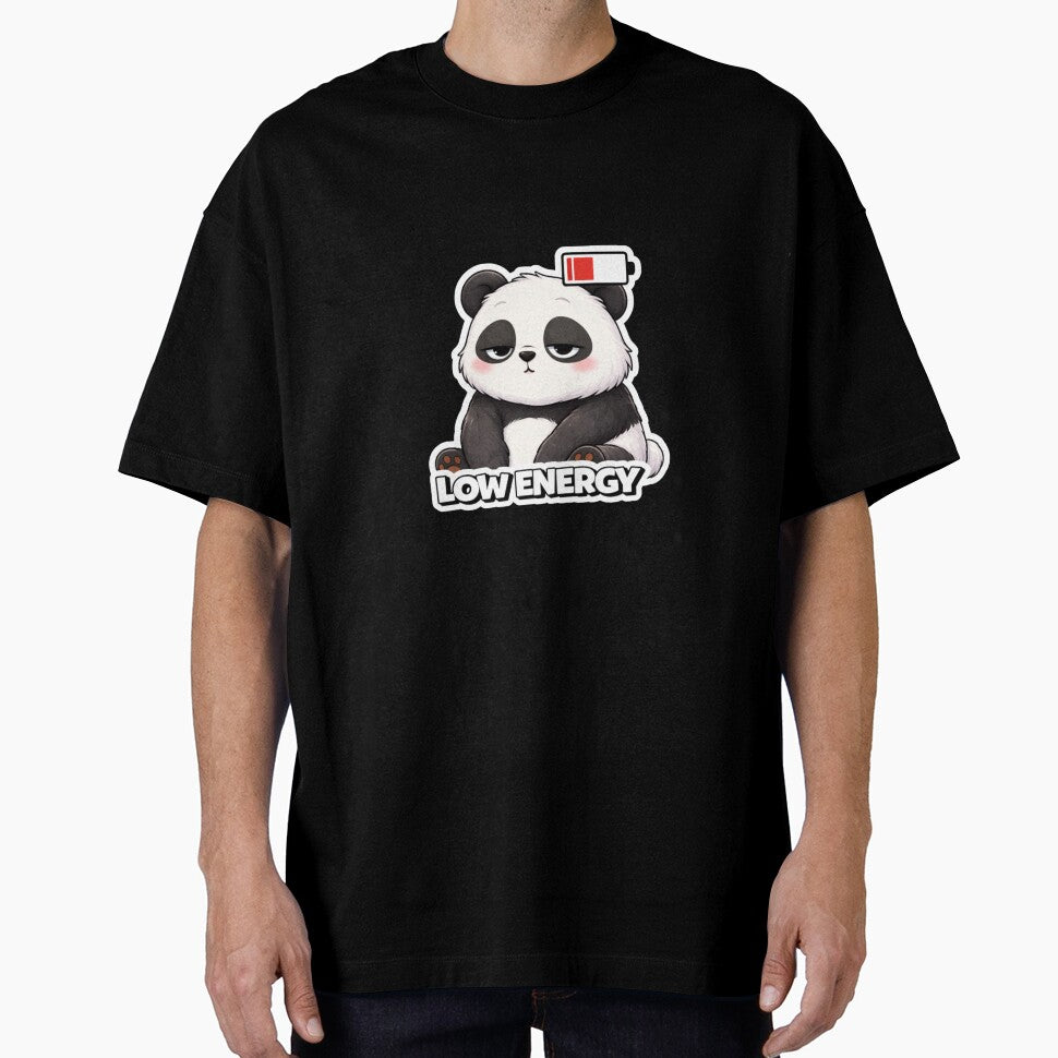 Low Battery Panda Exhausted Mood Funny Tired Design by LazyMoodStudio