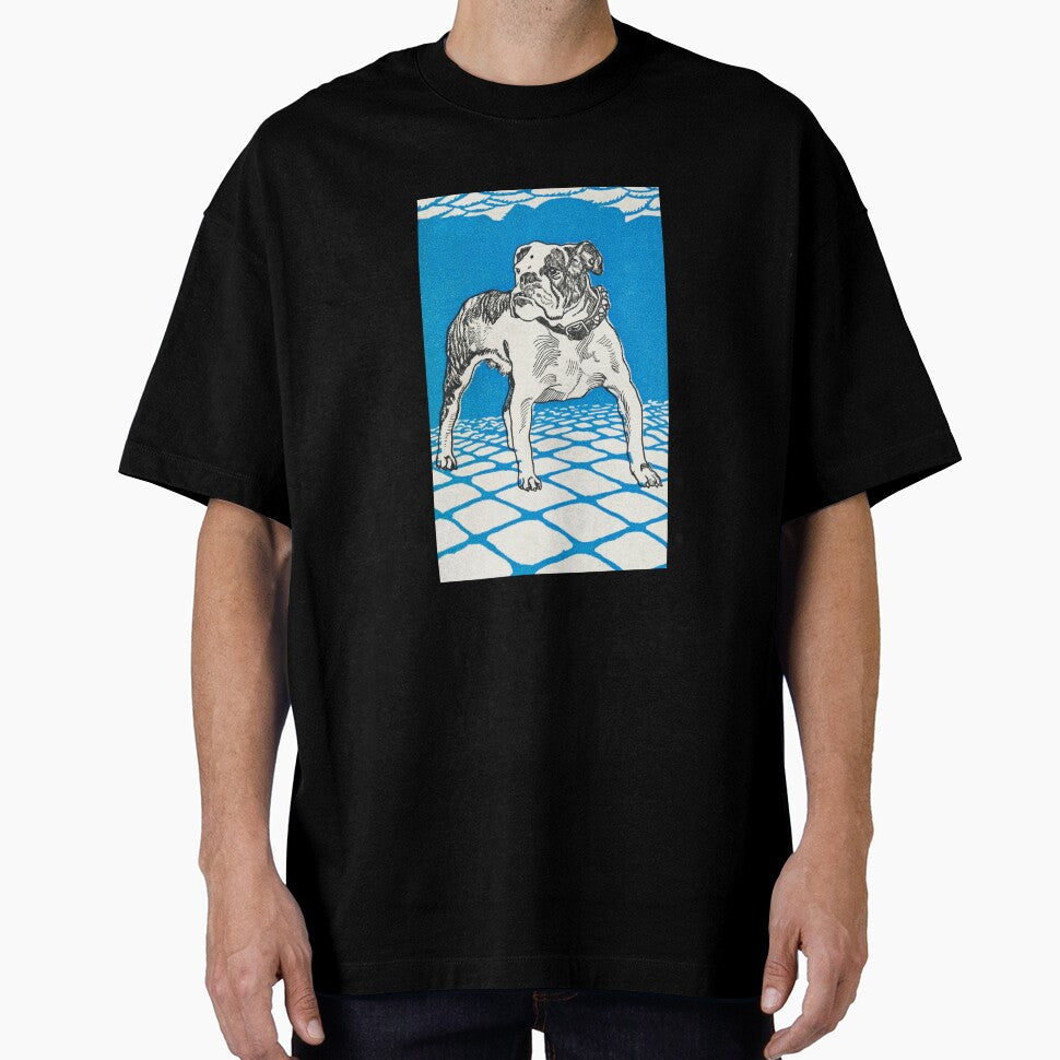 Bulldog Dog Blue Blockprint Poster by Old Soul Vintage