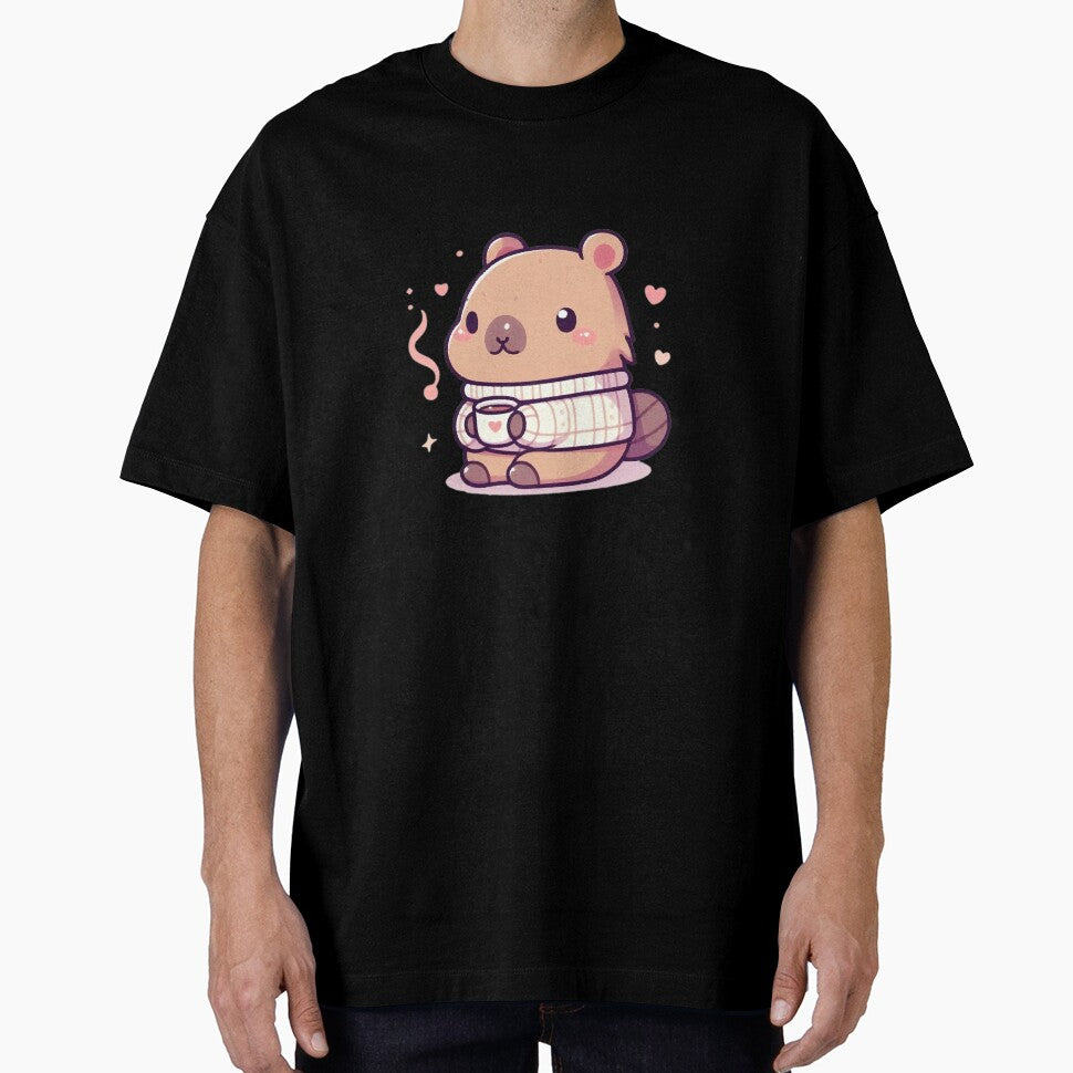 Cute Zen Capybara with Coffee Cup by PixelAIStudio
