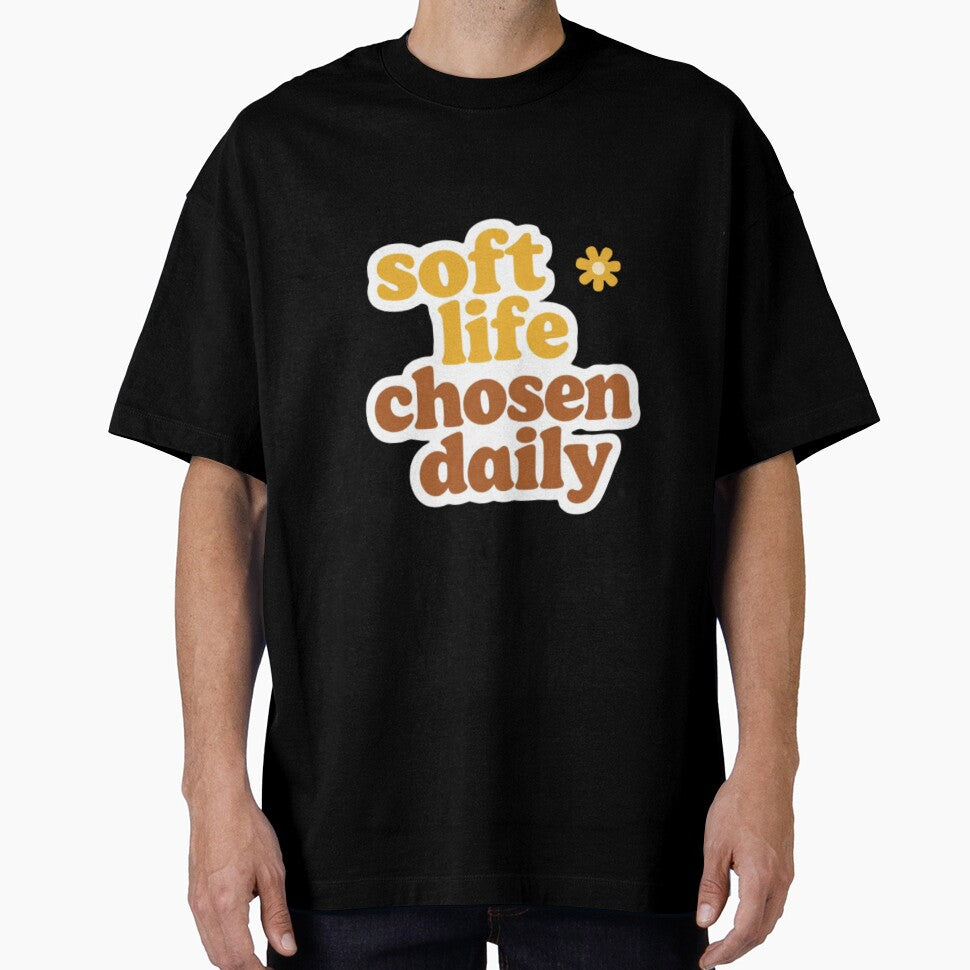 Soft Life Chosen Daily – Calm Healing Affirmation Typography Design by CosmicQuietStudio