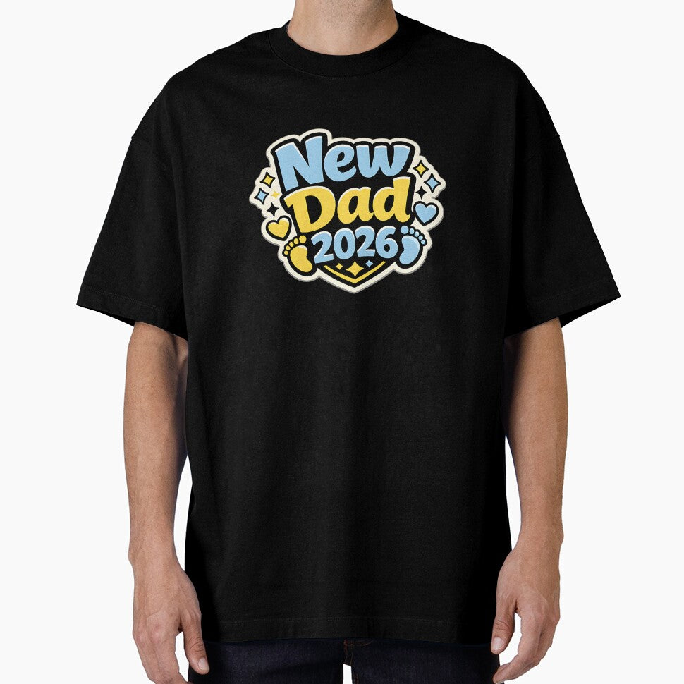 New Dad 2026 Baby Footprints First  Fathers Day Gift T-Shirt by VaultVibes