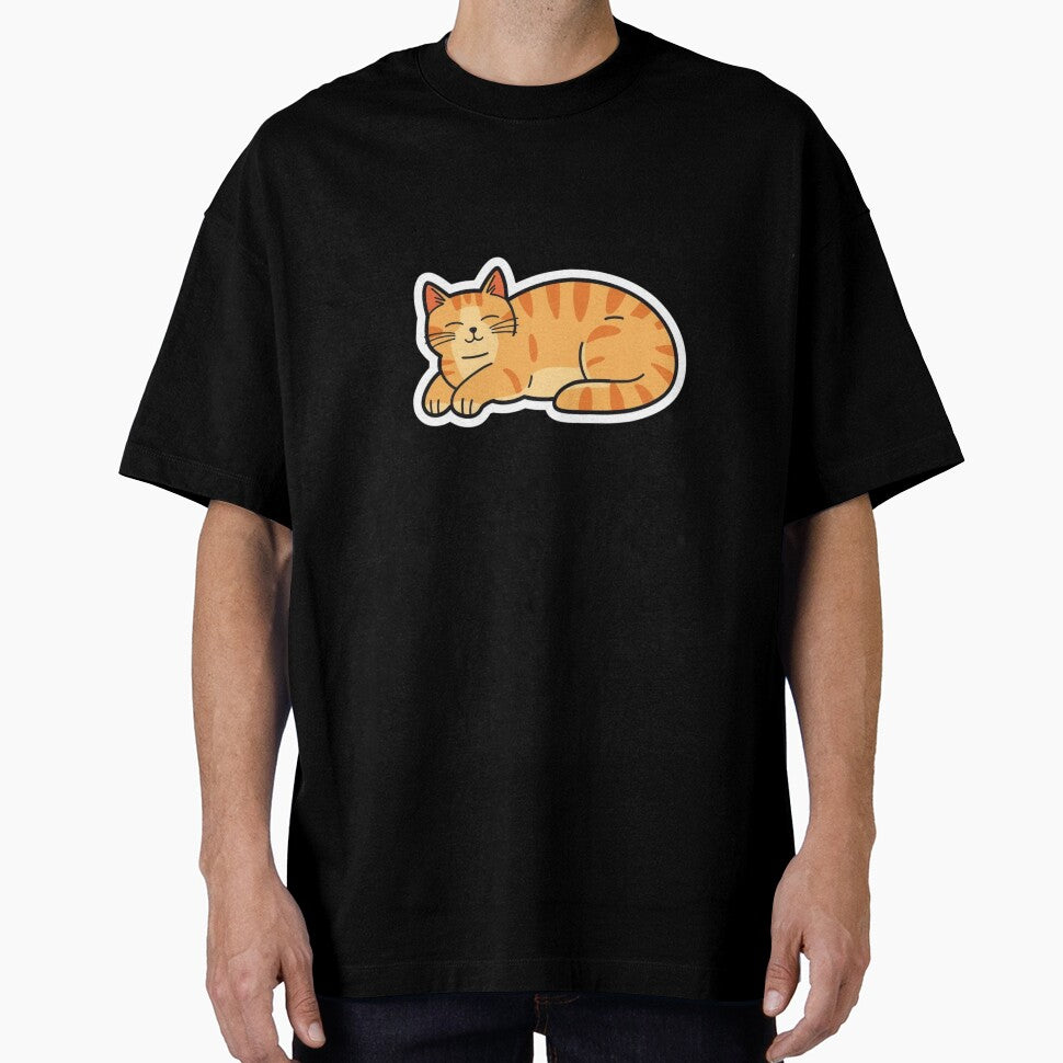 Chubby Loaf Cat Orange Tabby Sticker for Cat Lovers by NeonNerdStudio
