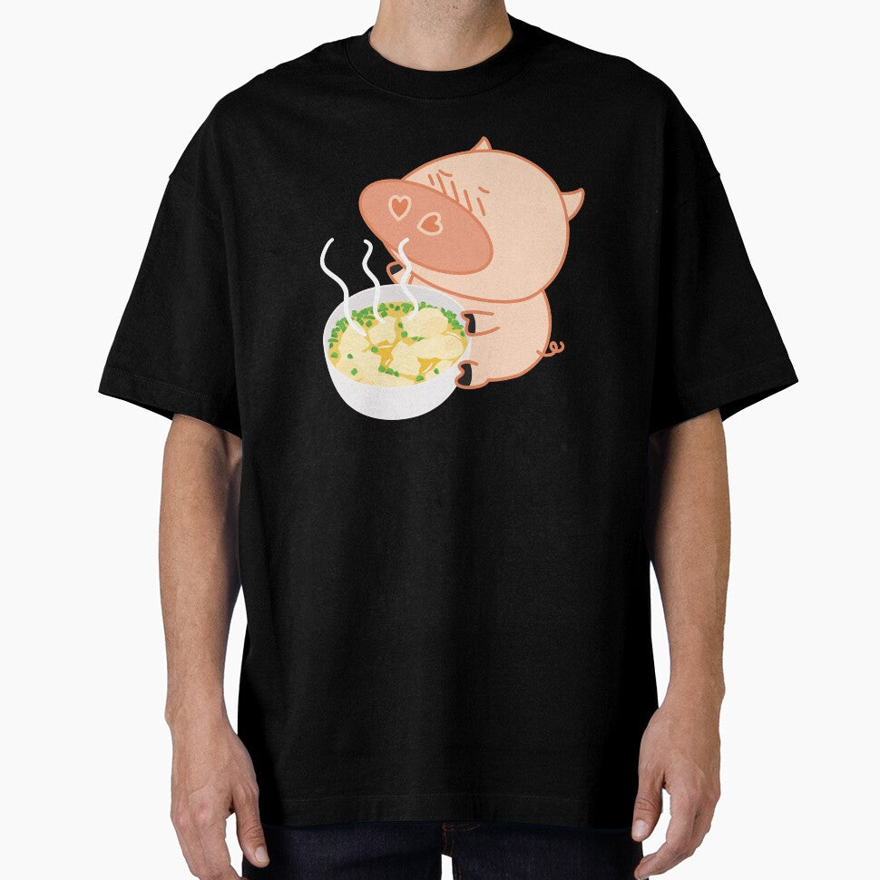 Funny Pig and Chinese Pork Wonton Soup by Lulupainting