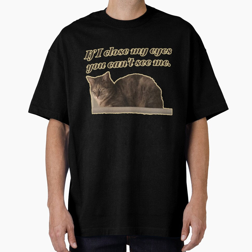 If I close my eyes you can't see me. Cute kitty on a shelf design. by JoyOfHopeStore