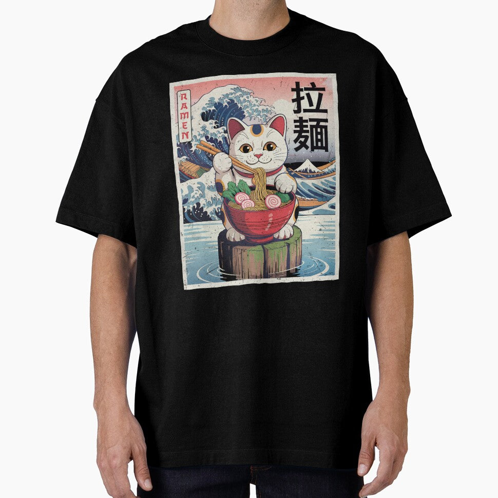 Maneki-Neko Lucky Cat Eating Ramen Noodles by jmbeezee