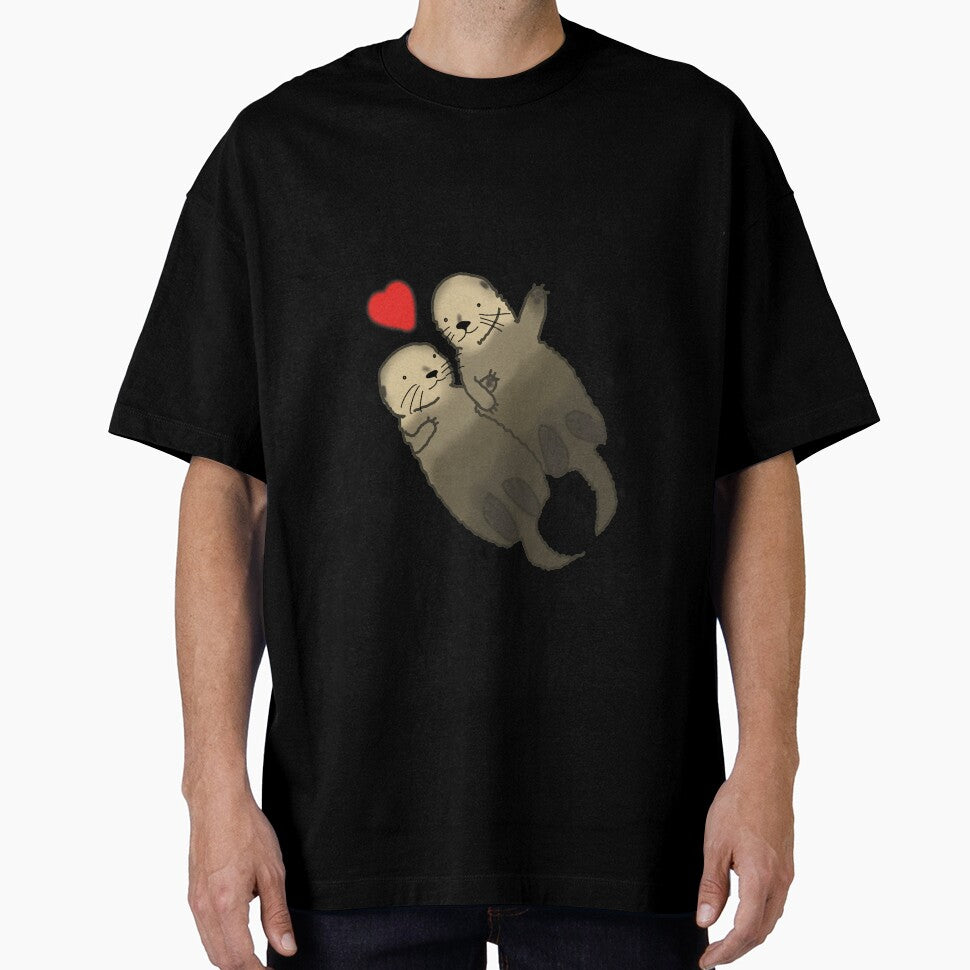 Sea Otters hold hands, love, valentines day by DesignsBySaxton