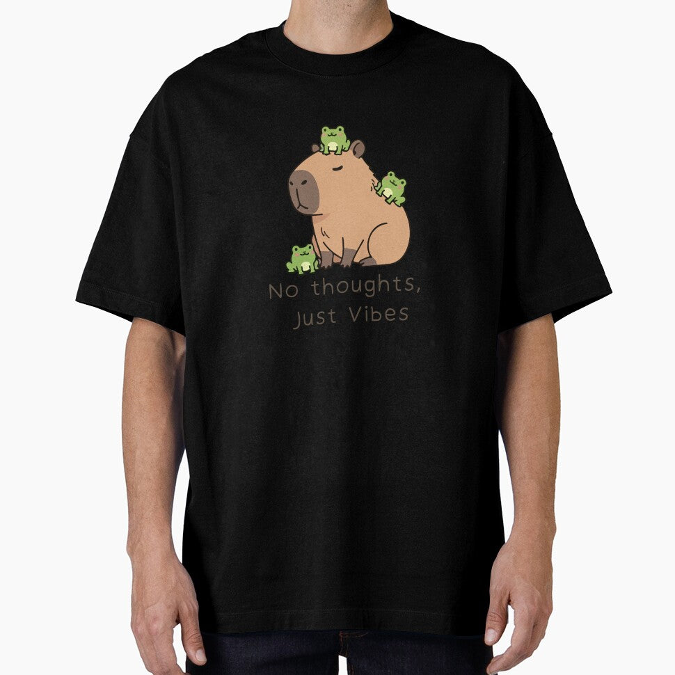No Thoughts, Just Vibes Capybara Meme by BrainyLingo