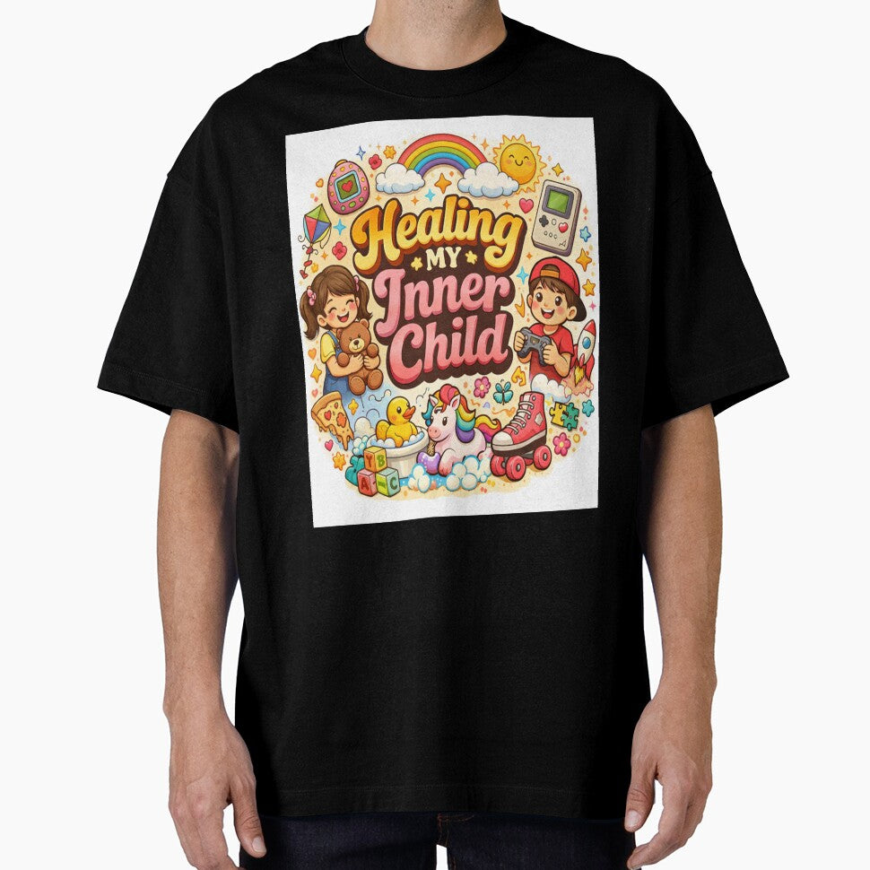Healing My Inner Child Cute Retro Aesthetic Mental Health Self Care Design by MetroInk Co