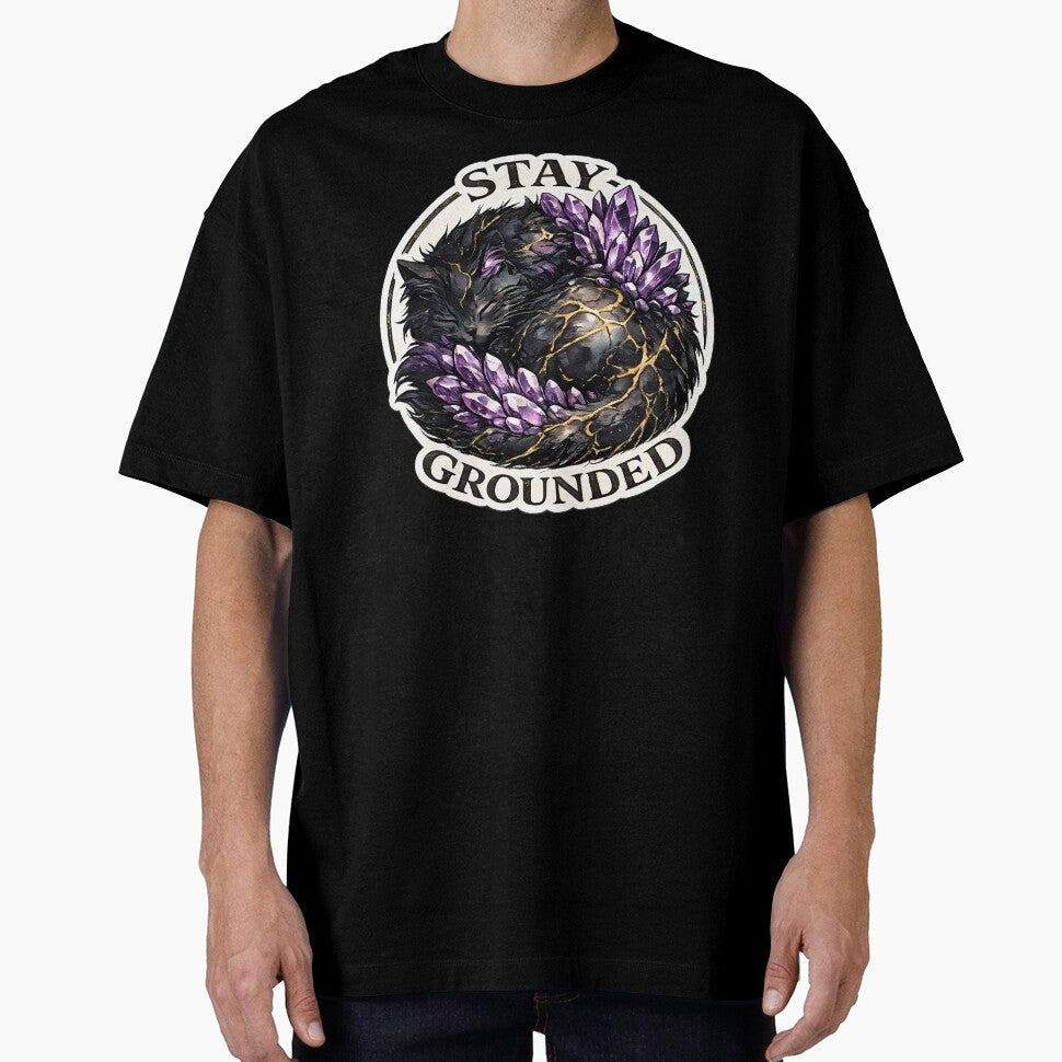 Stay Grounded Black Cat Amethyst Kintsugi by chattsuede