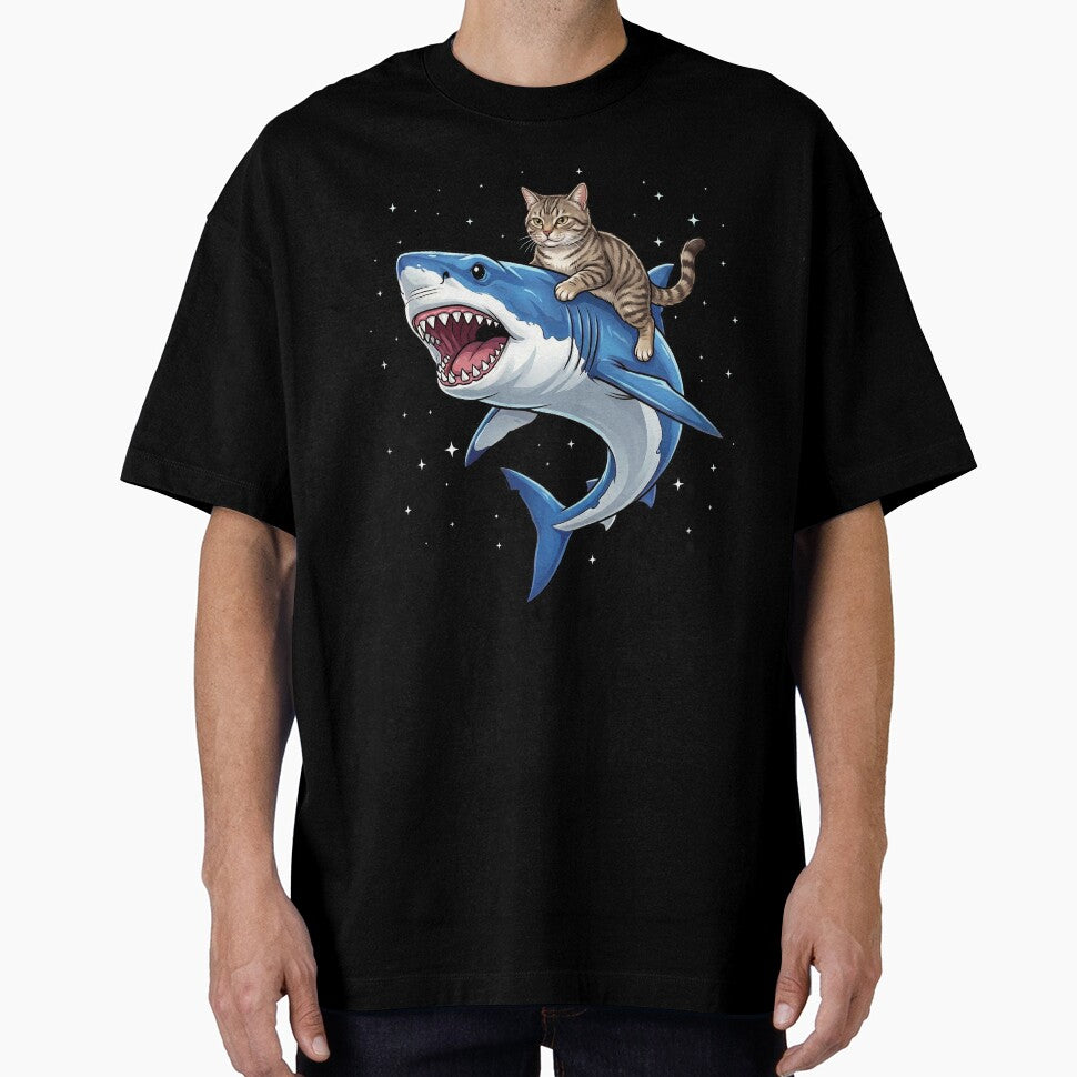 Funny Cat Riding Shark Animal Lover by TerryConnells