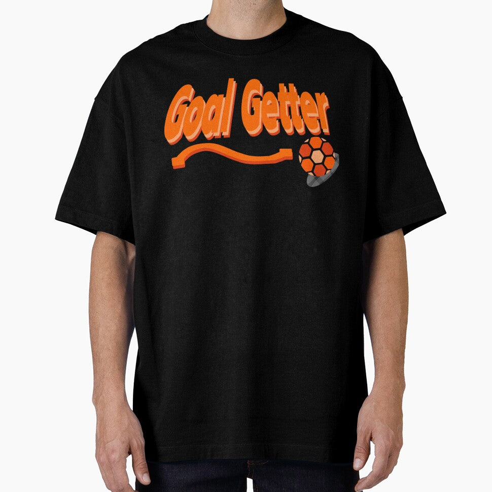 Goal Getter Orange 3D Soccer Text with Football and Swoosh by MigWhimsy