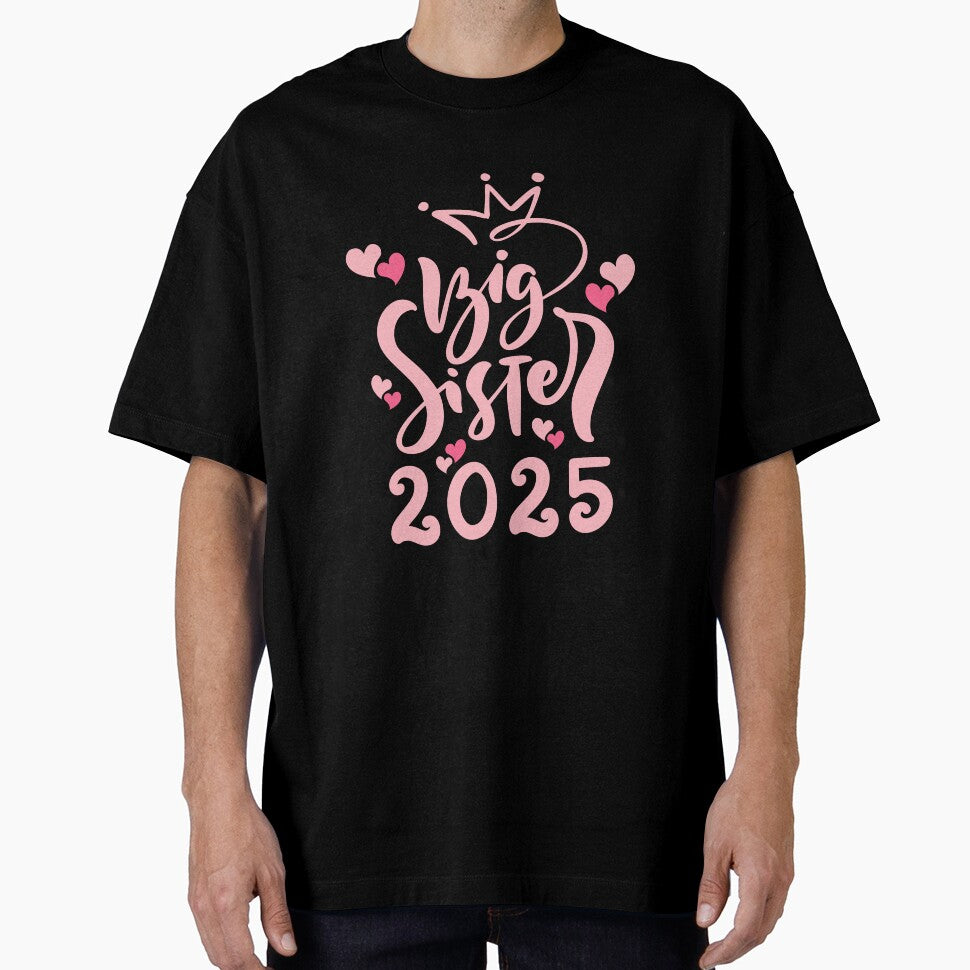 Big sister 2025 cute writing, pink crown and hearts by Lady-Frost