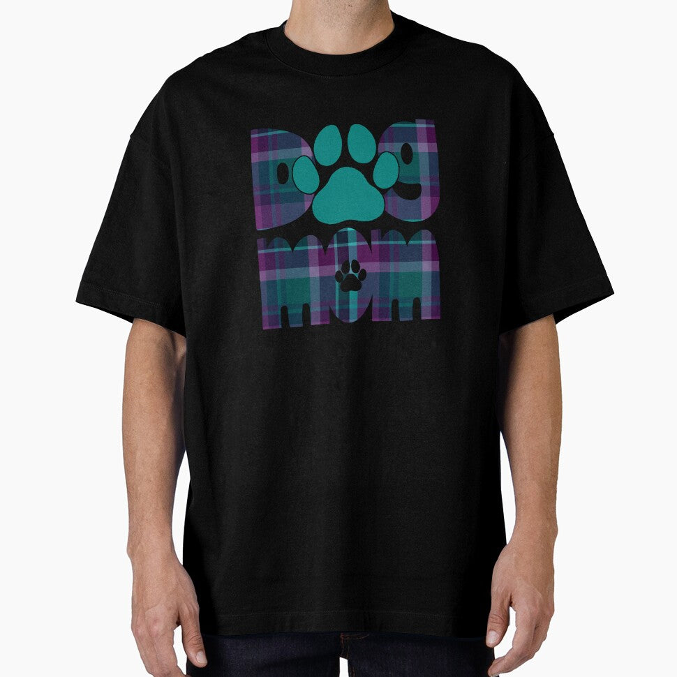 Dog Mom Purple Blue Turquoise Teal  Plaid by HeidiMyersArt