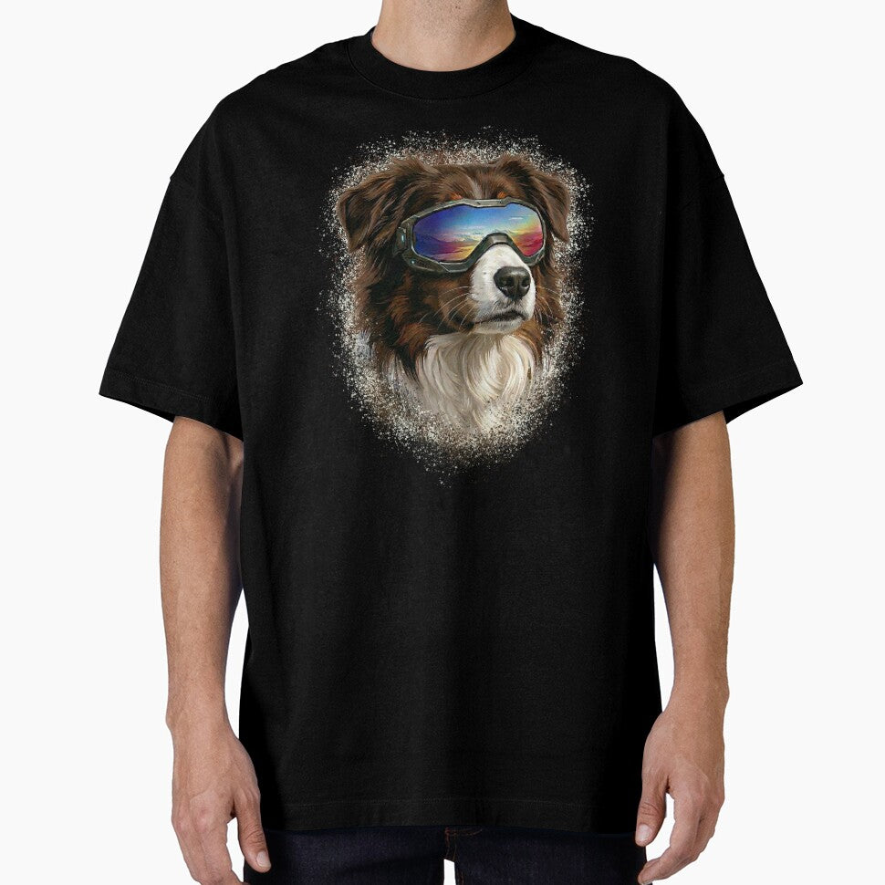 AUSTRALIAN SHEPHERD BROWN AND WHITE WITH GOGGLES by JUPITERINMOTION
