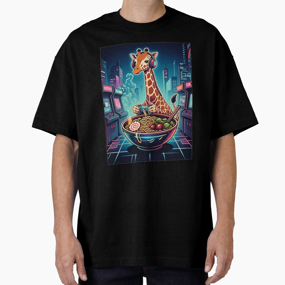 Giraffe Gamer Ramen Neon Arcade by FemmeForge