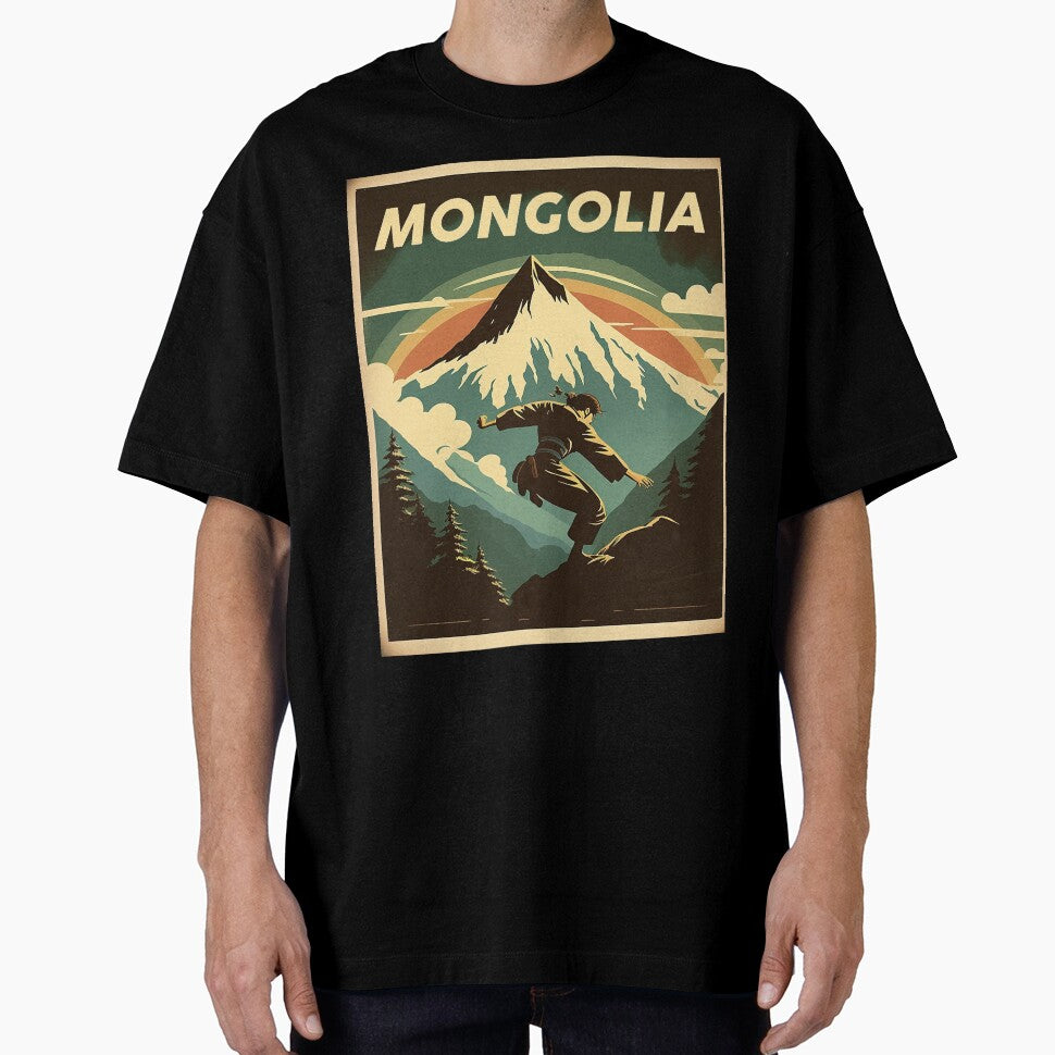 Mongolia Mountain Fighter Vintage Travel Art Poster by OldTravelArt