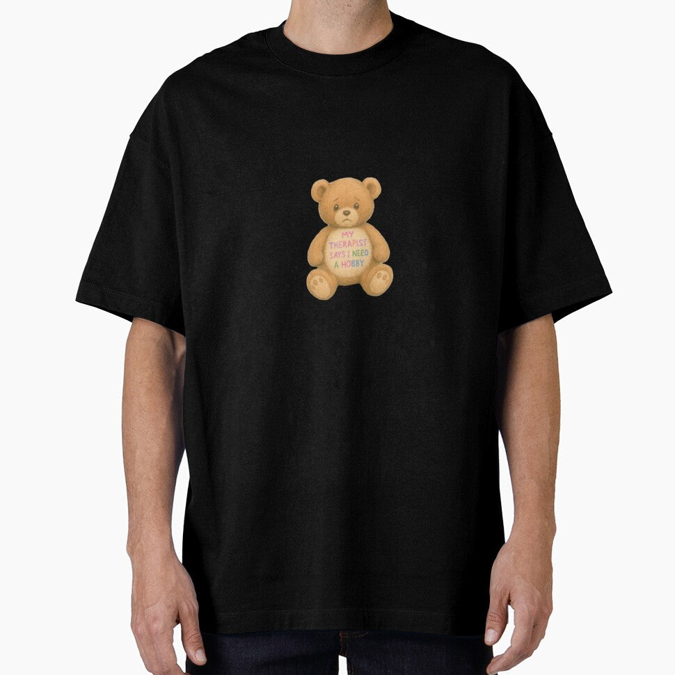 My Therapist Says I Need a Hobby Sticker - Pastel Trauma Teddy Bear, Mental Health Humor, Cute Cry Design by BlackDau