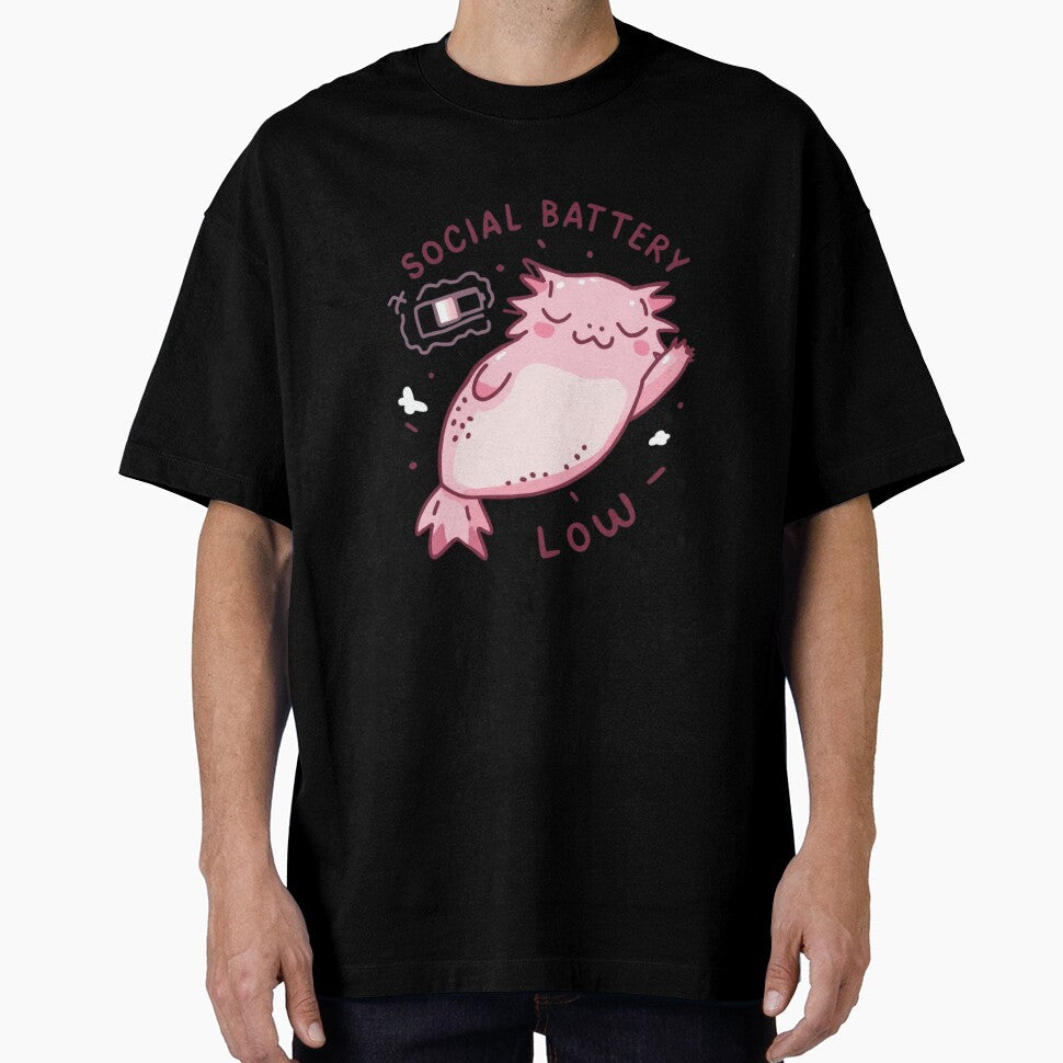 cute pink Axolotl Social Battery Low Funny by shop43