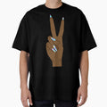 Peace sign hand with holograph nails by savanamms6