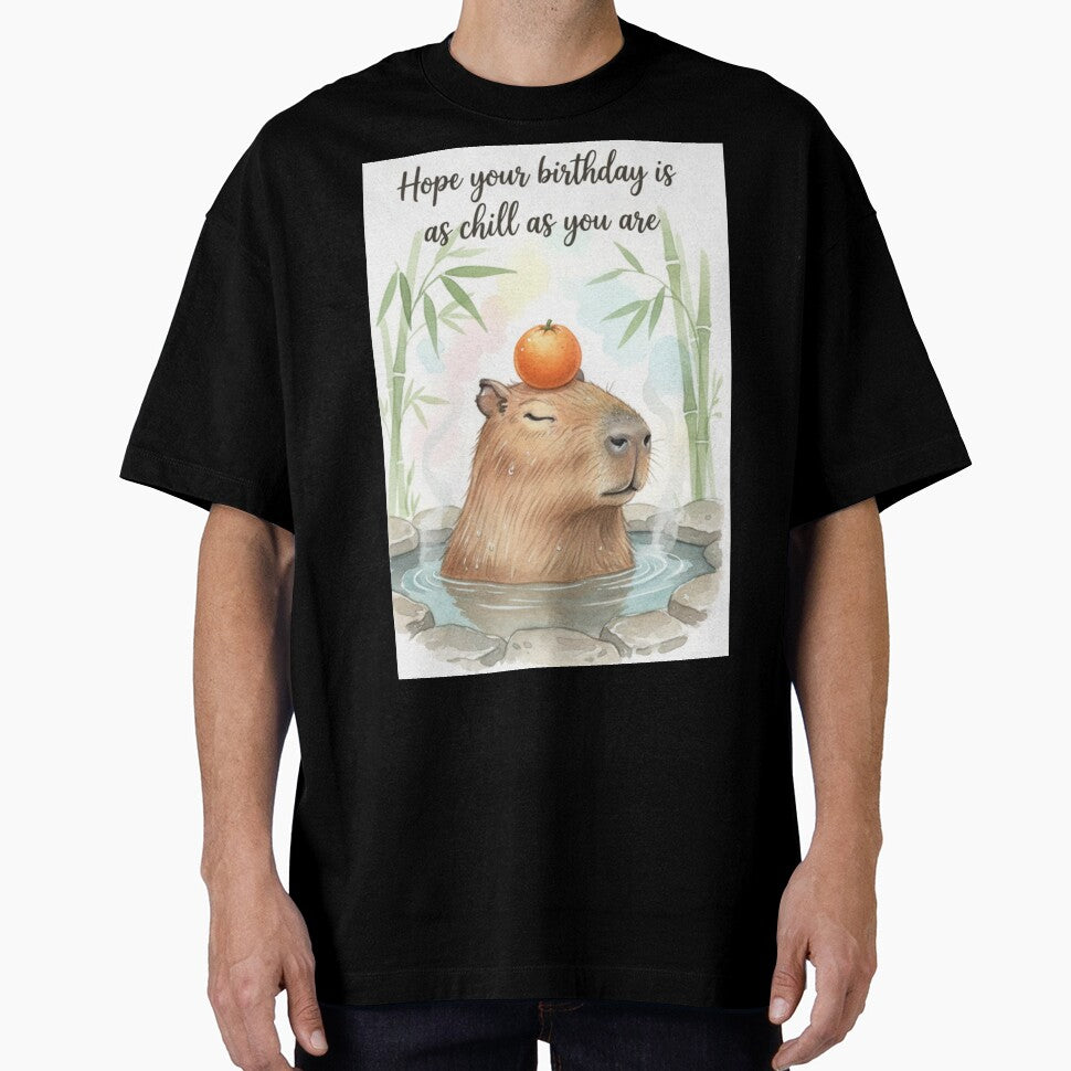 Cute Chill Capybara Hot Spring - Happy Birthday Card by Selloria