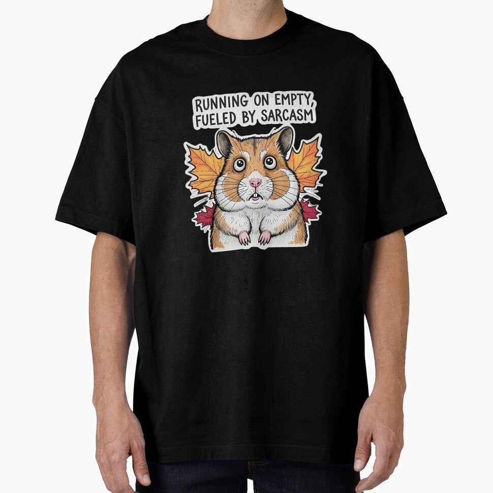 Running On Empty Fueled By Sarcasm - Funny Exhausted Artist Hamster by MoodimalStudio