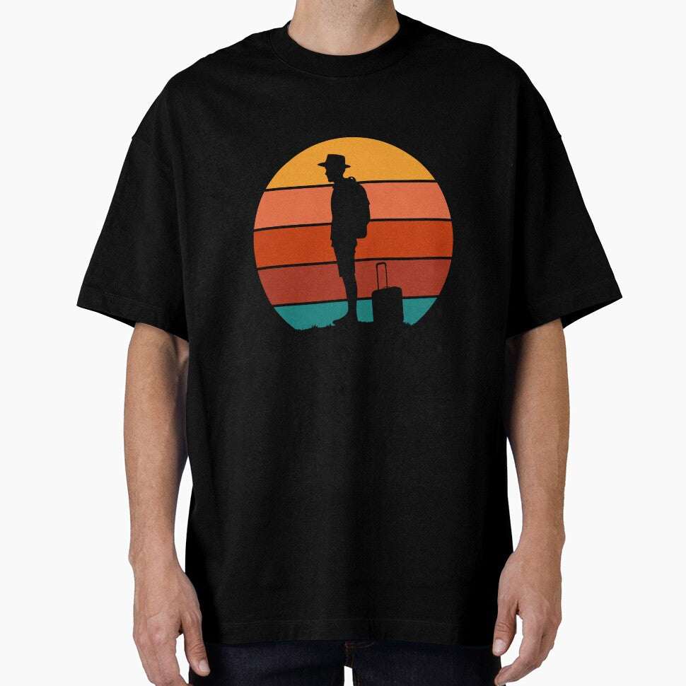 Solo Traveler Vintage Sunset Backpacker Travel Illustration by ShahinurSobuj