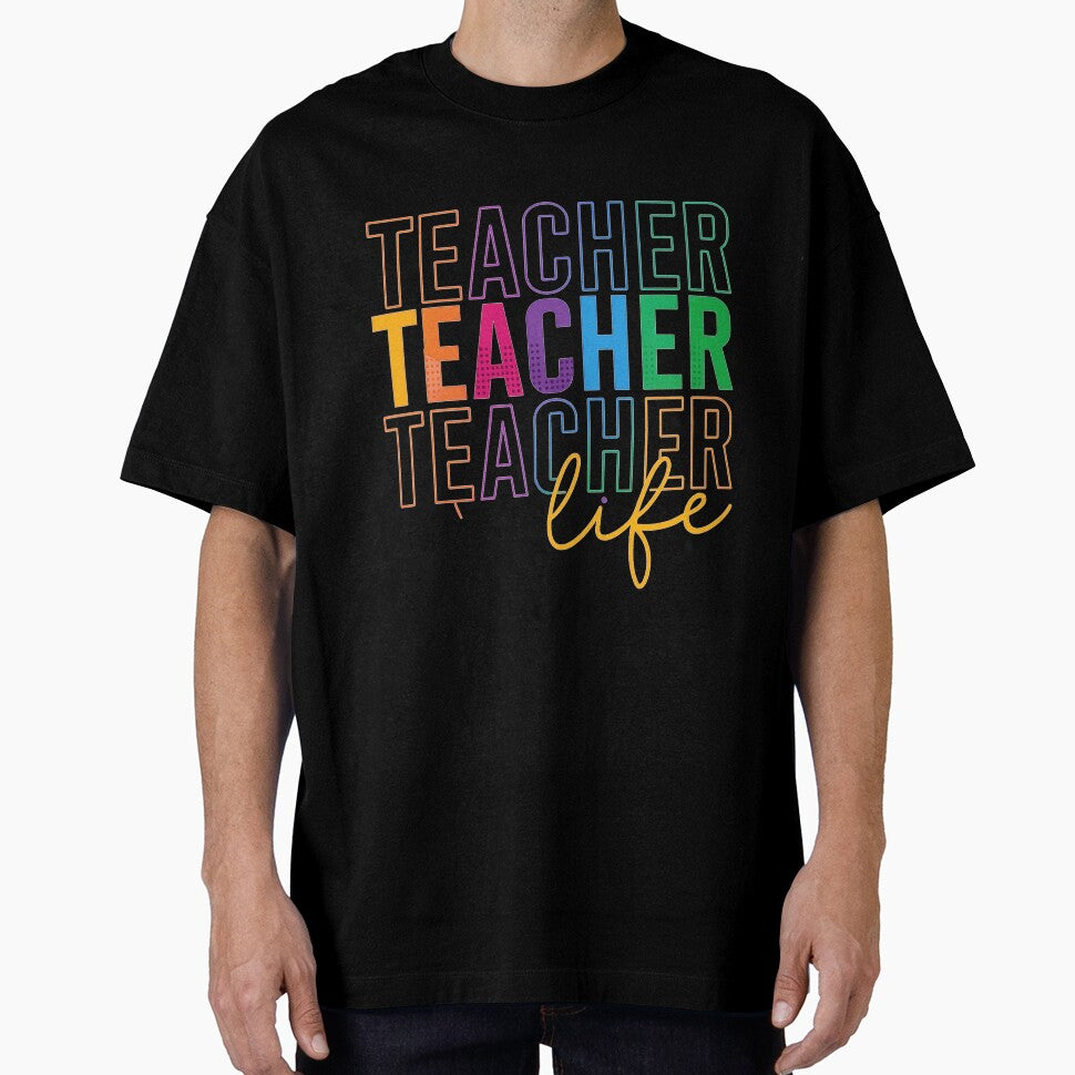 Colorful “Teacher Life” Typography with Leopard Pattern by haitrieuic96