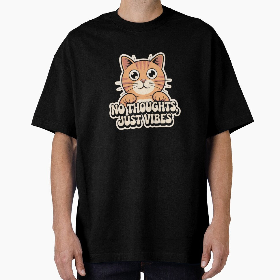 No Thoughts Just Vibes Orange Cat Sticker | Funny Cat Lover Gift by RICHYON