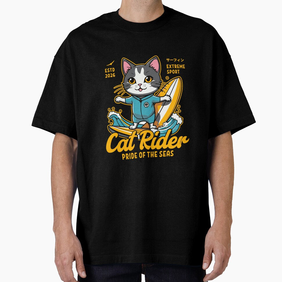 Cat Surf Rider - illustration Essential T-Shirt by Petsyy