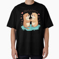 Otterly In Love - Cute Otter Couple Holding Hands Funny Valentine Pun by Design-Pro-21