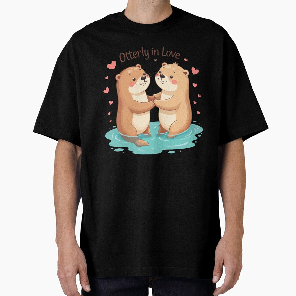 Otterly In Love - Cute Otter Couple Holding Hands Funny Valentine Pun by Design-Pro-21