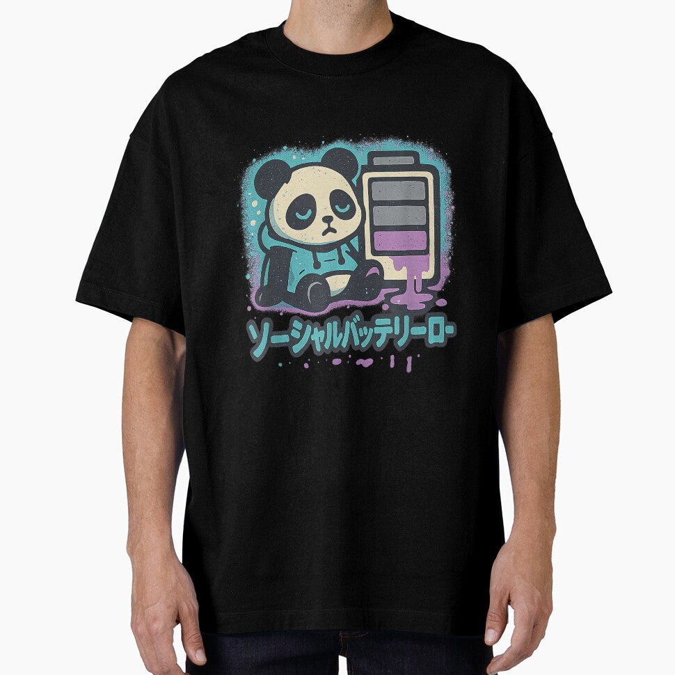 Social Battery Low Funny Introvert Kawaii Panda Design by JohnVBurks