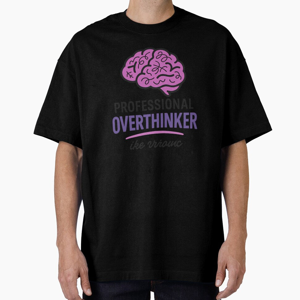 Professional Overthinker – Cartoon Brain Typography by WojcikDesigners