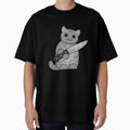 Grey Tabby Cat with Knife by Mossysplashart