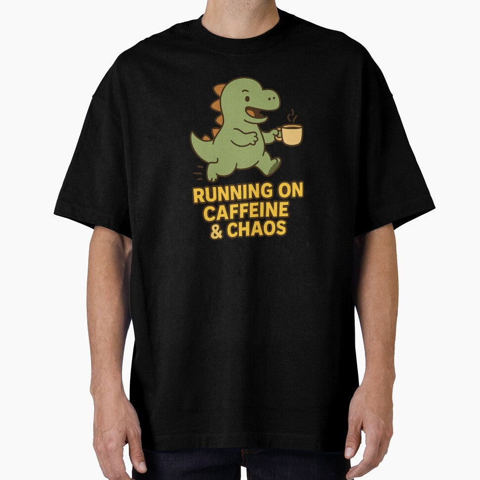 Running on Caffeine & Chaos – Cute Dino by VibeLab_Art