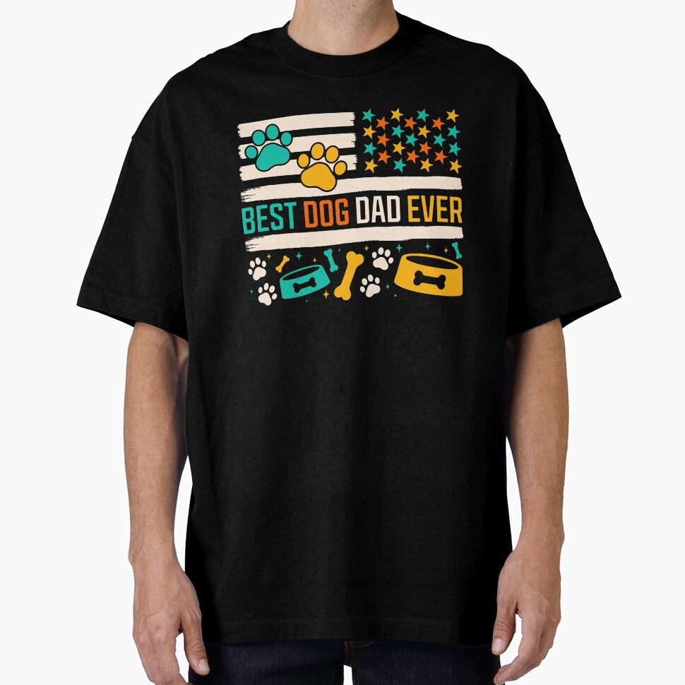 Best Dog Dad Ever Vintage Flag Design by Dmo3HarkoArt